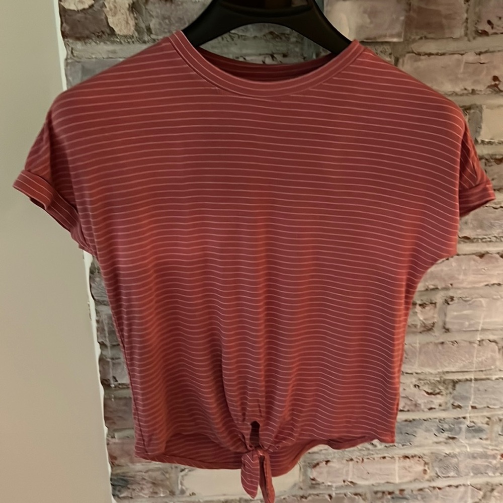 Rumi & Ryder Striped Tie Front Tee